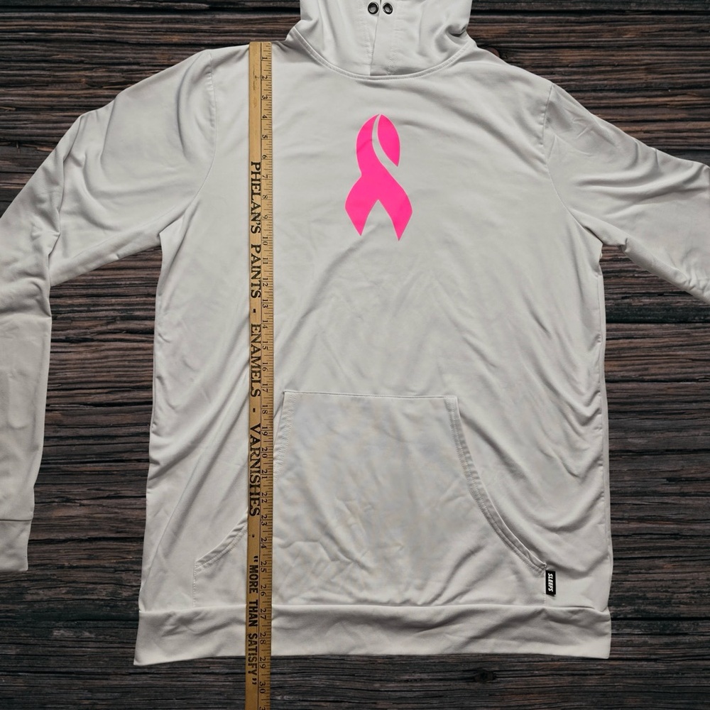Sleefs Performance Hoodie Pink Ribbon Awareness White Unisex XL - Picture 6 of 8
